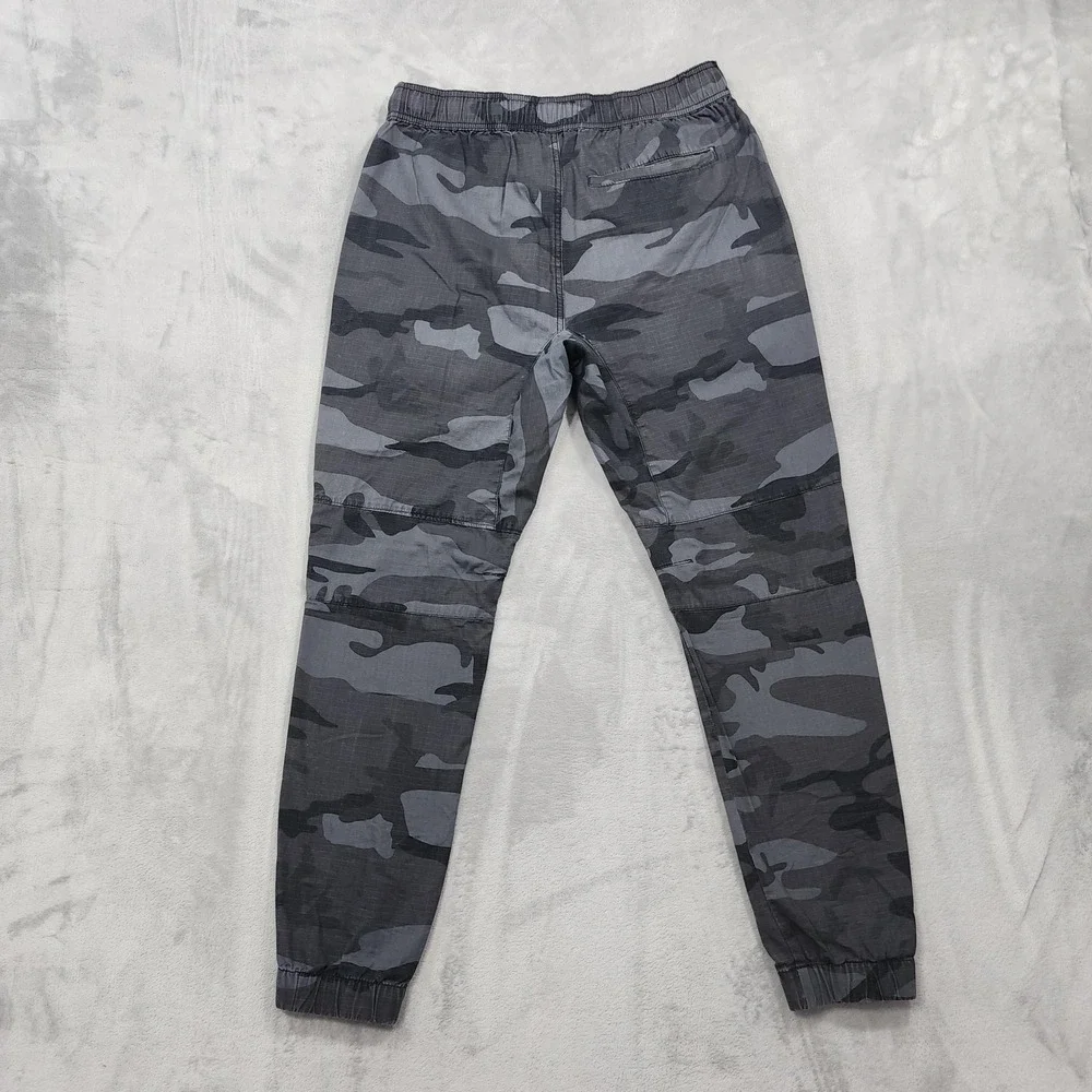 CSG Pants Mens L Gray Camo Woven Jogger Elastic Waist Pockets Casual Athletic